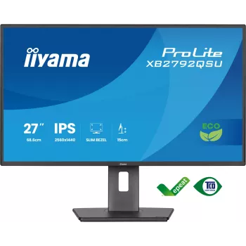 Monitor IIYAMA ProLite XB2792QSU-B1 27” IPS QHD 2560×1440 3 ms 178° VESA supporto regolabile in altezza hub USB 3.2 altoparlanti nero classe B