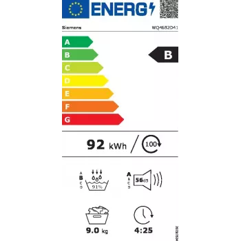 Asciugatrice a pompa di calore Siemens iQ700 WQ46B2D41 libera installazione a carica frontale 9 kg bianco