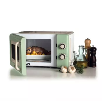 Ariete Vintage Line 3960 microonde vintage, 800 W, capacità 20 l, 3 funzioni, 5 livelli di potenza, timer, verde
