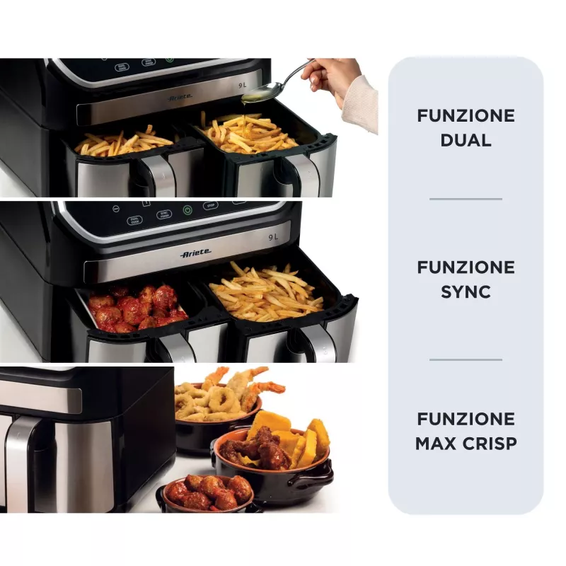 Friggitrice ad aria Ariete 4625/00 9 L 2100 W nero argento