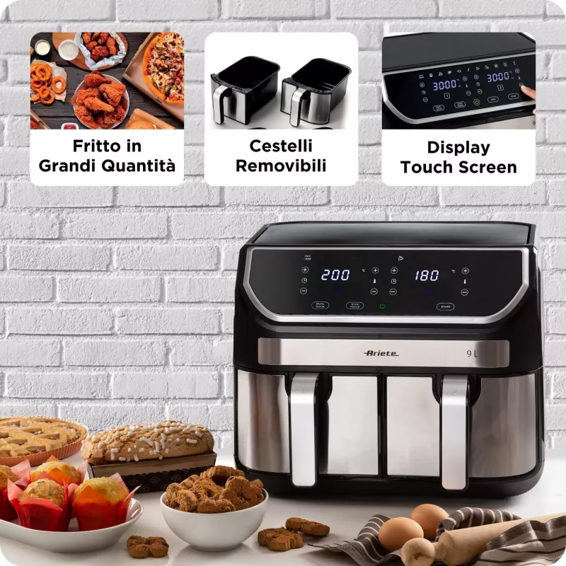 Friggitrice ad aria Ariete 4625/00 9 L 2100 W nero argento