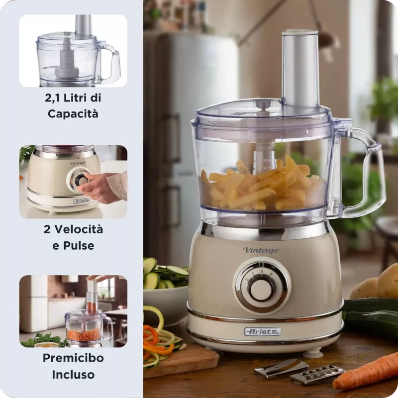 Ariete Vintage Line 1781/03 robot da cucina 1000 W 2,1 L beige