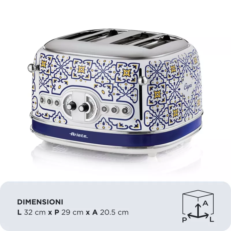 Tostapane ARIETE Capri 4 fette, 1630 W, bianco/multicolore