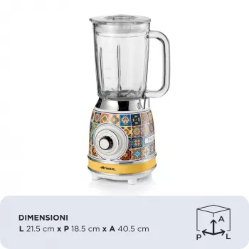 Ariete 583 Positano frullatore con caraffa in vetro da 1,5 litri, 4 lame in acciaio inox, 4 velocità + pulse, 1000 Watt