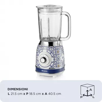 Ariete 583 Capri frullatore da tavolo con caraffa in vetro da 1,5 litri, 4 lame in acciaio inox, 4 velocità + funzione pulse, 1000 Watt