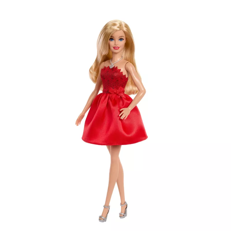Bambola Barbie Mattel 80° anniversario moda color rubino con abito rosso e accessori