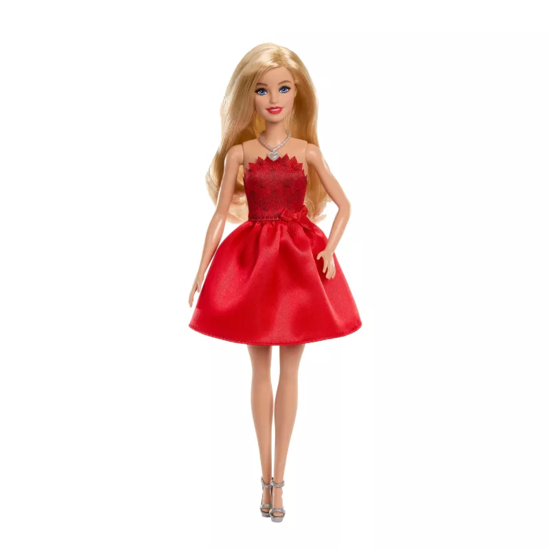 Bambola Barbie Mattel 80° anniversario moda color rubino con abito rosso e accessori