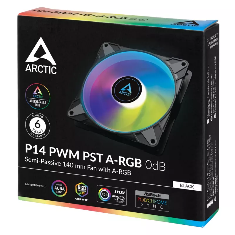 ARCTIC P14 PWM PST A-RGB 0dB – ventola semi-passiva da 140 mm con A-RGB digitale