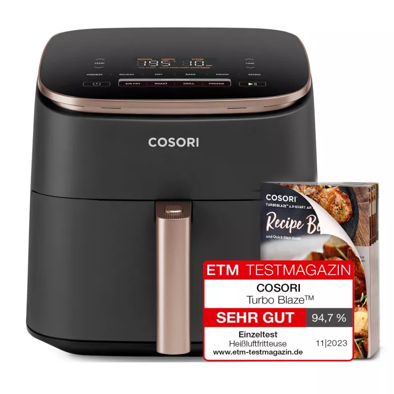 Cosori Turbo Blaze Chef Edition Single 6 L a libera installazione 1725 W friggitrice ad aria nero, oro rosa