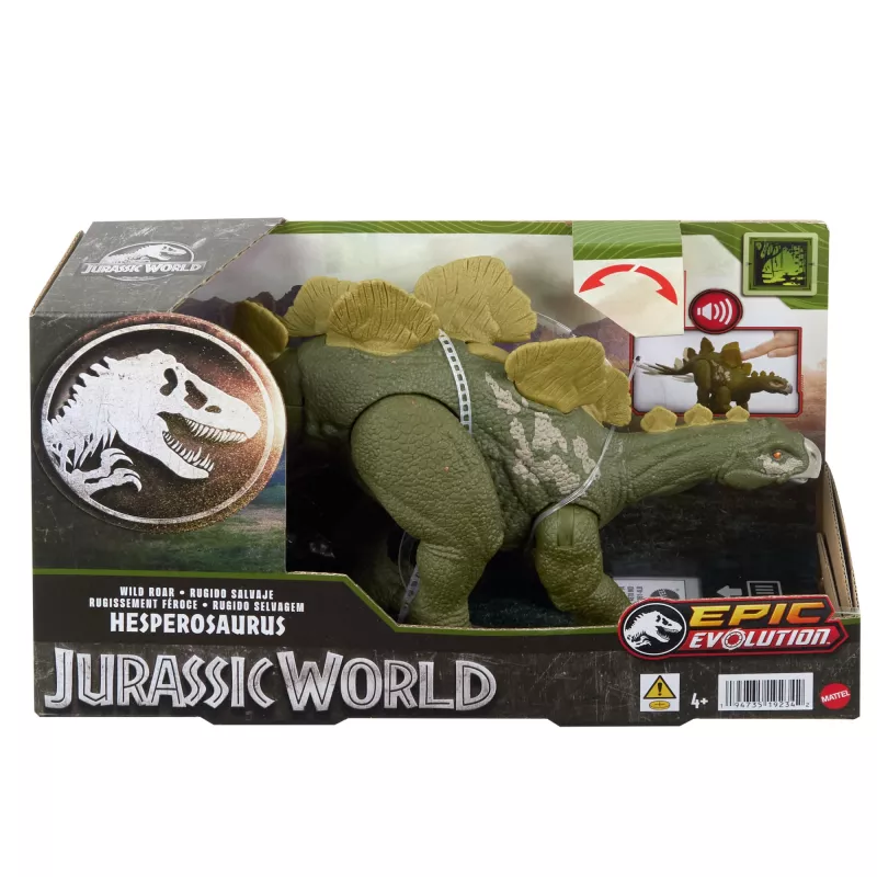 Action figure da collezione Mattel Jurassic World WILD ROAR Hesperosaurus