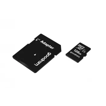 Memoria flash microSDXC GOODRAM 128GB UHS‑I Class 10 (lettura 100 MB/s, scrittura 10 MB/s) con adattatore SD