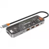 Canyon DS-13 CNS-TDS13 hub USB-C 7 in 1, HDMI 4K, 3x USB 3.0, USB-C PD 100W, lettore SD/microSD, Space Grey trasparente