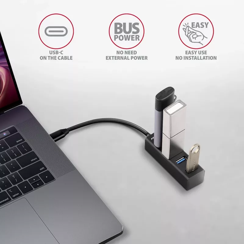 Hub USB-C 3.2 Gen 1 in metallo miniaturizzato AXAGON HUE-M1C
