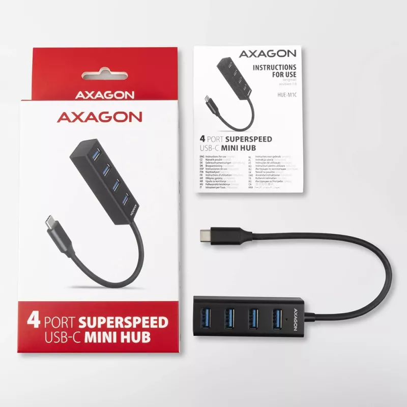 Hub USB-C 3.2 Gen 1 in metallo miniaturizzato AXAGON HUE-M1C