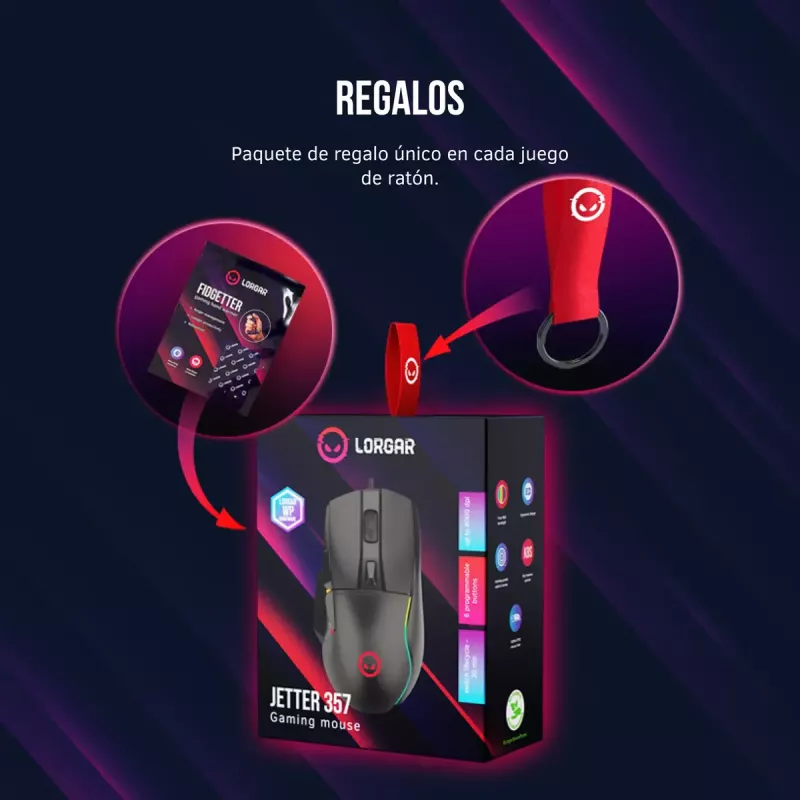 Mouse Lorgar Jetter 357 Gaming ottico per destrimani
