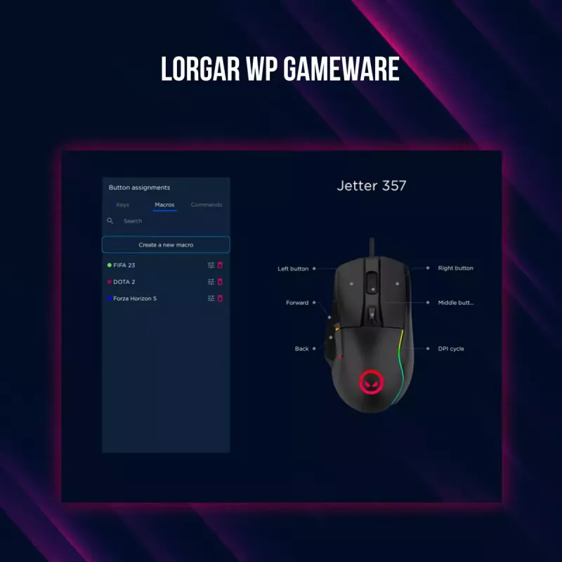 Mouse Lorgar Jetter 357 Gaming ottico per destrimani