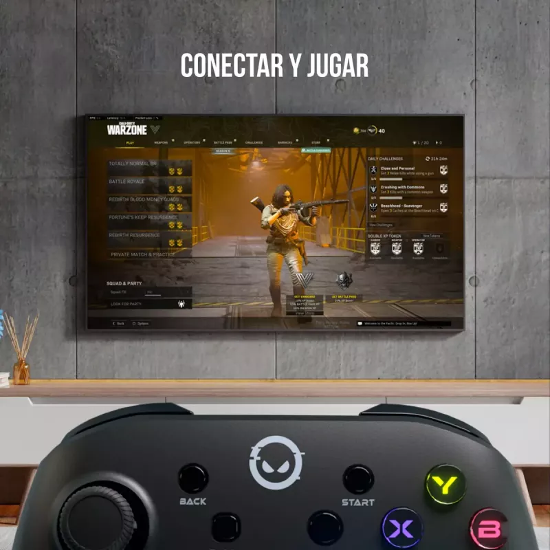 Lorgar TRIX-510 controller per giochi, nero, BT5.0, batteria integrata da 600 mAh, Type-C