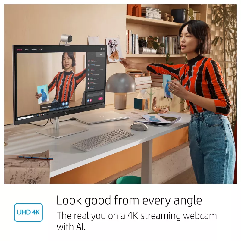 HP 950 webcam 4K, 3840 x 2160 pixel, Full HD, 30 fps, 1x, Auto, Auto
