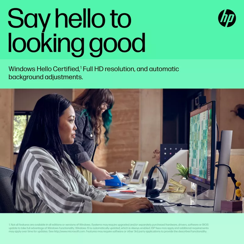 HP 625 FHD Webcam, 4 MP, 1920 x 1080 Pixel, Full HD, business, USB, nero