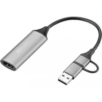 Sandberg HDMI Capture Link a USB-C/A, HDMI Type A (standard), USB Type-A + USB Type-C, femmina, maschio, dritto, dritto