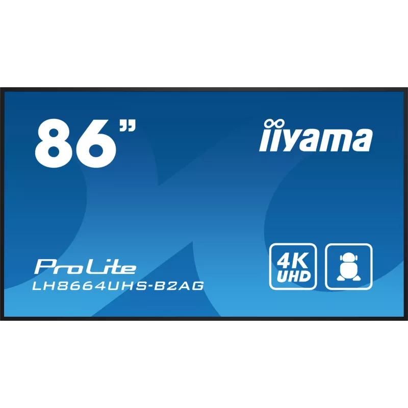 iiyama LH8664UHS-B2AG Signage Display piatto digital signage 2,17 m (85,6 inch) Wi-Fi 500 cd/m² 4K Ultra HD nero processore integrato Android 11 24/7