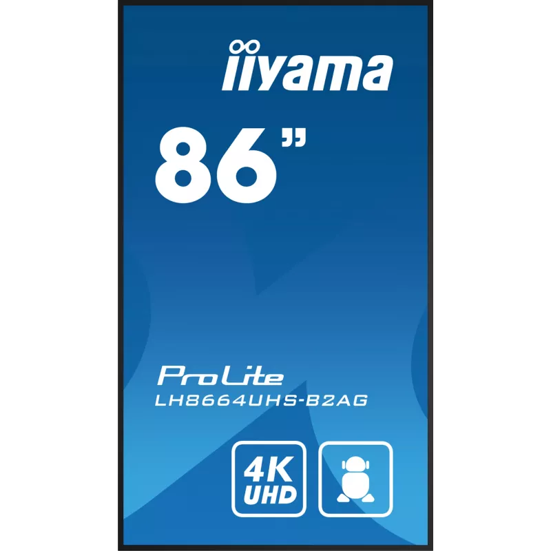iiyama LH8664UHS-B2AG Signage Display piatto digital signage 2,17 m (85,6 inch) Wi-Fi 500 cd/m² 4K Ultra HD nero processore integrato Android 11 24/7
