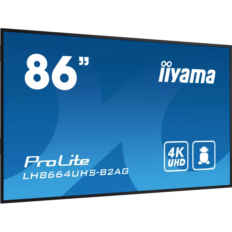 iiyama LH8664UHS-B2AG Signage Display piatto digital signage 2,17 m (85,6 inch) Wi-Fi 500 cd/m² 4K Ultra HD nero processore integrato Android 11 24/7