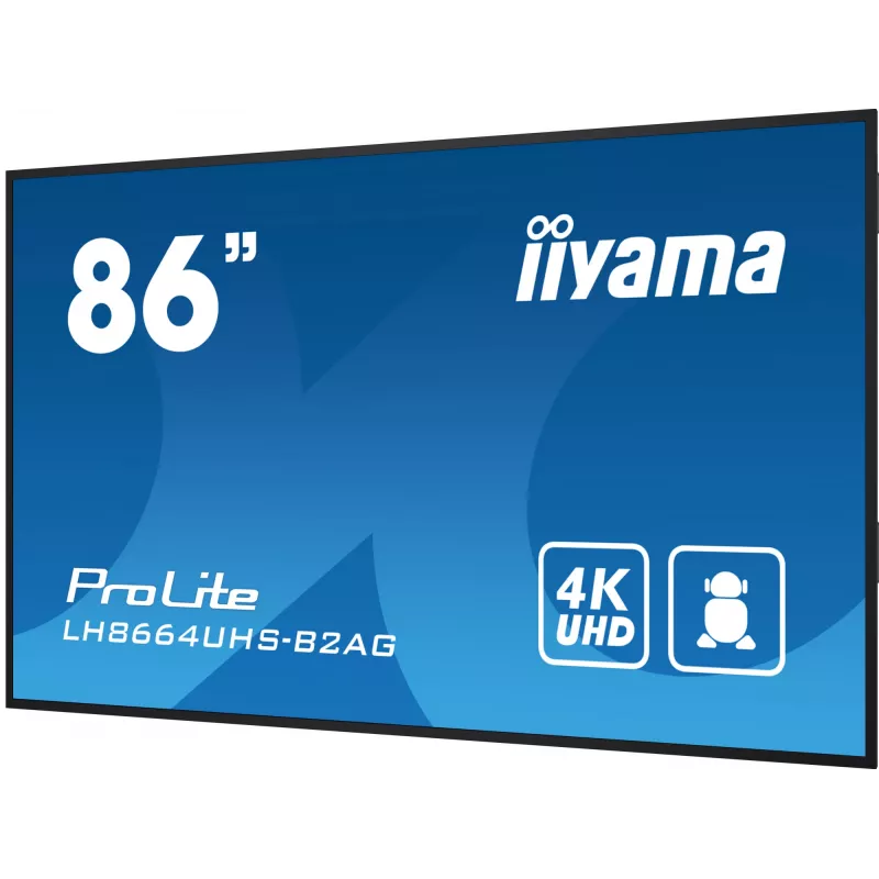 iiyama LH8664UHS-B2AG Signage Display piatto digital signage 2,17 m (85,6 inch) Wi-Fi 500 cd/m² 4K Ultra HD nero processore integrato Android 11 24/7