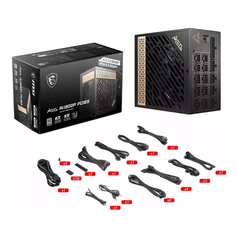 Alimentatore MSI MEG AI1300P PCIE5 1300 W 24-Pin ATX ATX nero