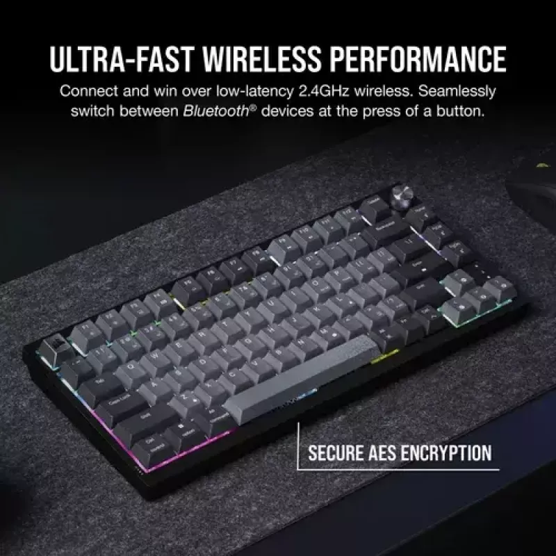 Tastiera da gaming meccanica Corsair K65 PLUS WIRELESS RGB Wireless USB nera