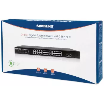 Intellinet switch Gigabit Ethernet 24 porte con 2 porte SFP, 24 porte RJ45 10/100/1000 Mbit/s + 2 SFP, IEEE 802.3az (Energy Efficient Ethernet), rackmount 19