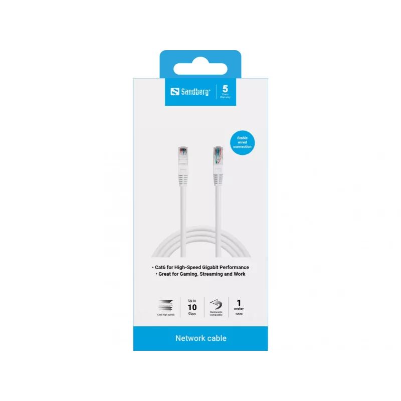 Cavo di rete Sandberg UTP Cat6 RJ-45 1 m bianco