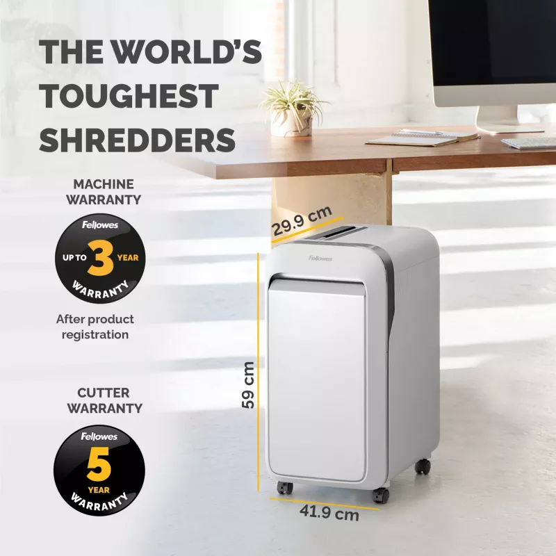 Fellowes LX Series distruggidocumenti LX221 20 fogli distruggidocumenti micro-taglio con contenitore estraibile da 30 litri massima sicurezza P5 bianco