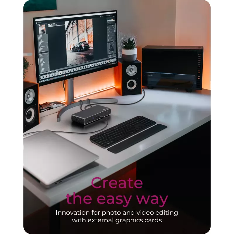 ICY BOX IB-DK8801-TB4 con filo Thunderbolt 4 antracite, nero