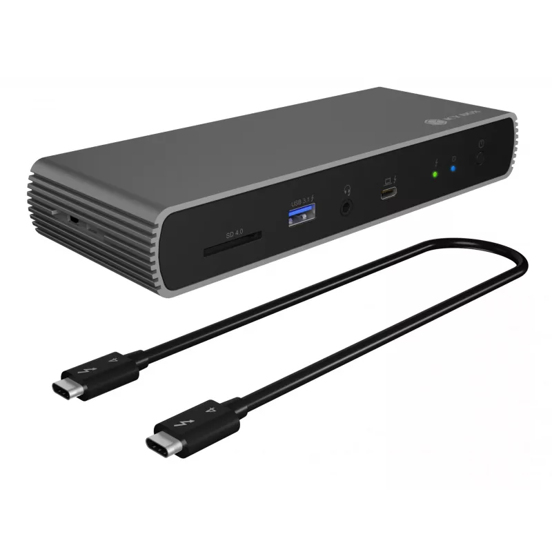 ICY BOX IB-DK8801-TB4 con filo Thunderbolt 4 antracite, nero