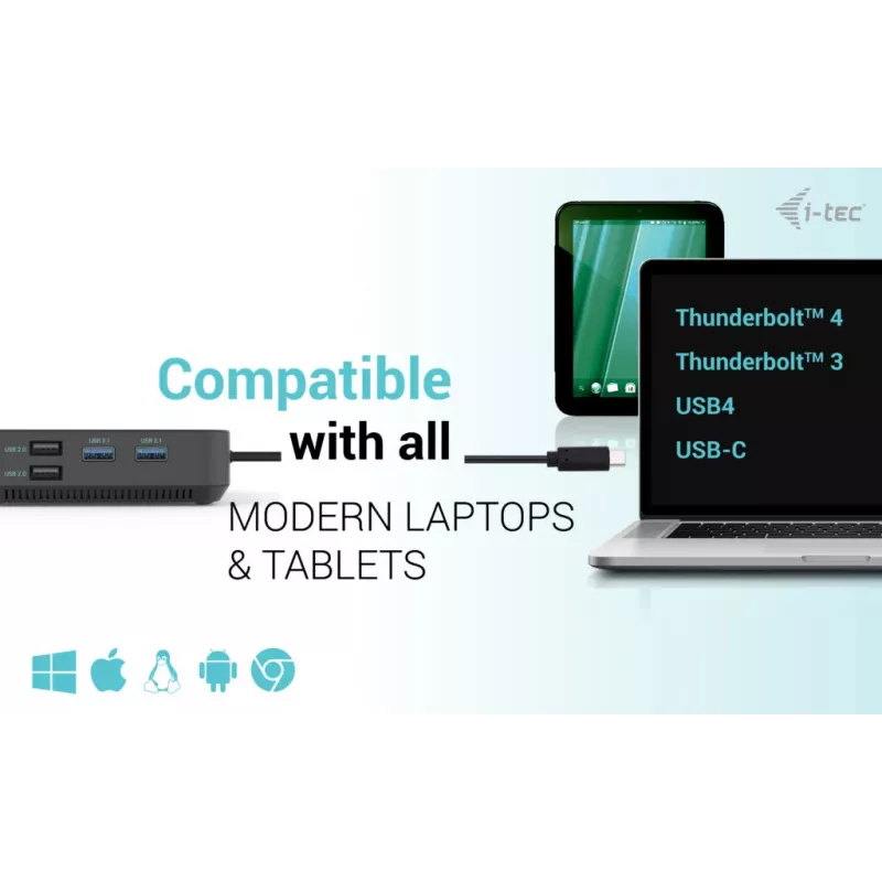 i-tec USB-C HDMI Dual DP docking station con Power Delivery 100 W
