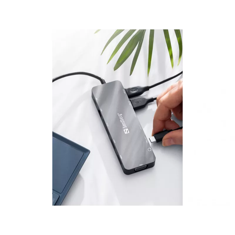 Sandberg Dock da viaggio USB-C 13-in-1, USB Type-C, 100 W Power Delivery, Ethernet 1000 Mbit/s