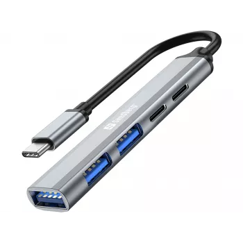 Sandberg USB-C a 3xUSB-A+2xUSB-C SAVER USB 3.2 Gen 1 grigio alluminio
