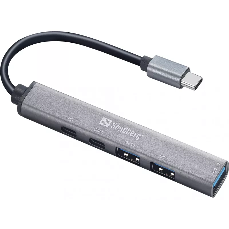 Sandberg USB-C a 3xUSB-A+2xUSB-C SAVER USB 3.2 Gen 1 grigio alluminio