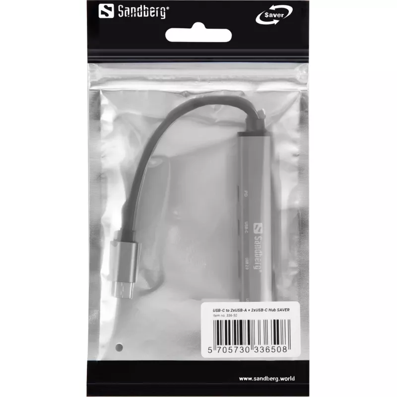 Sandberg USB-C a 3xUSB-A+2xUSB-C SAVER USB 3.2 Gen 1 grigio alluminio