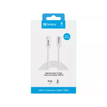 Cavo Sandberg USB-C a USB-C 2M 100W USB 3.2 Gen 2 bianco