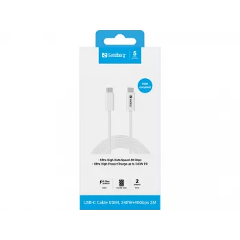 Cavo Sandberg USB-C>C USB4 240W 40Gbps 2M