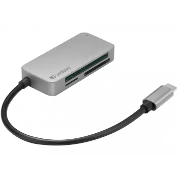 Lettore multi card Sandberg USB-C Multi Card Reader Pro, CF, MMC, MicroSD (TransFlash), SD, SDHC, SDXC, xD, nero, USB 3.2 Gen 1 (3.1 Gen 1) Type-C, 1 pz., 82 mm, 23 mm