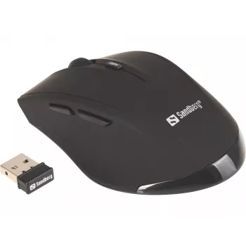 Mouse wireless Sandberg Pro, per destrorsi, ottico, RF Wireless, 1600 DPI, nero