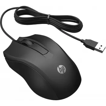 Mouse cablato HP 100, ambidestro, ottico, USB Type-A, 1600 DPI, nero