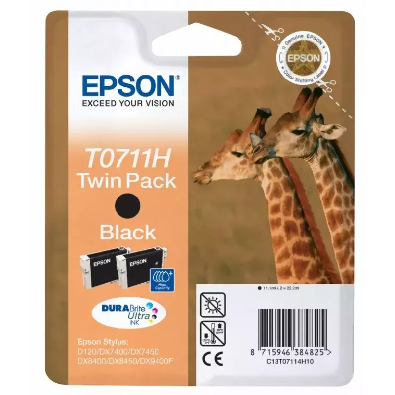 Confezione doppia Epson Giraffe nera T0711H inchiostro DURABrite Ultra