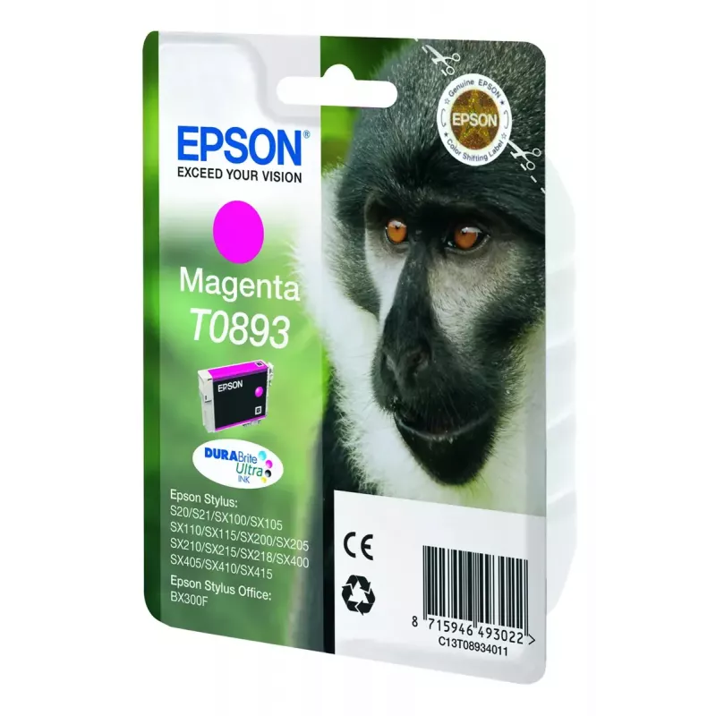 Confezione singola Epson Monkey magenta T0893 inchiostro DURABrite Ultra