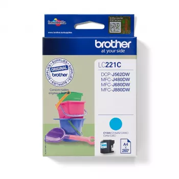 Cartuccia Brother LC-221C inchiostro blu 260 pagine DCPJ562DW MFCJ480DW