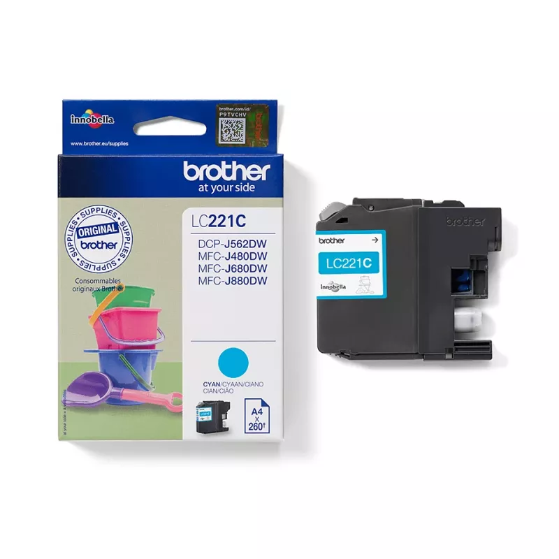 Cartuccia Brother LC-221C inchiostro blu 260 pagine DCPJ562DW MFCJ480DW