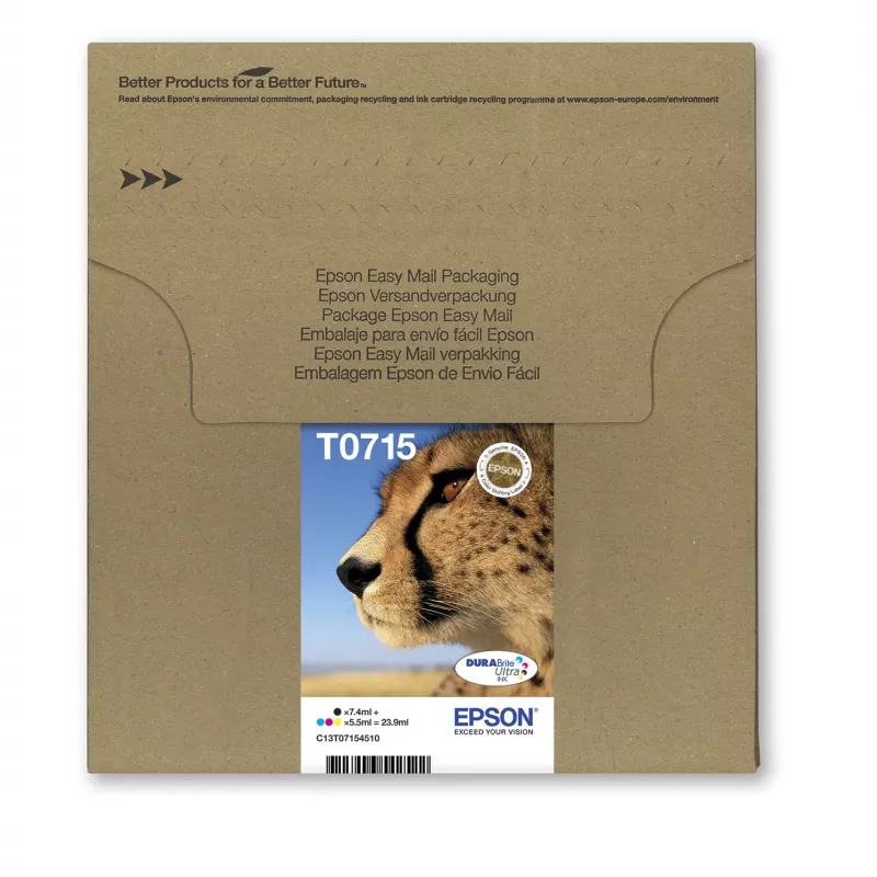 Epson multipack 4 colori T071 EasyMail, resa standard, nero, ciano, magenta, giallo, 7,4 ml, 5,5 ml, 1 pz., multipack